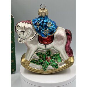 Rauch Glass Rocking Horse Christmas Ornament SO PRETTY , GREAT ADDITION , SEE AL
